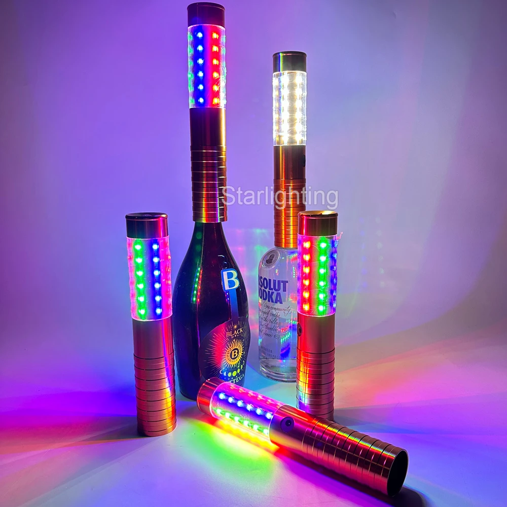 Rechargeable Wine Champagne Bottle Service Stick Glow Sparklers Light LED Strobe Baton Stopper For Nightclub Party Bar