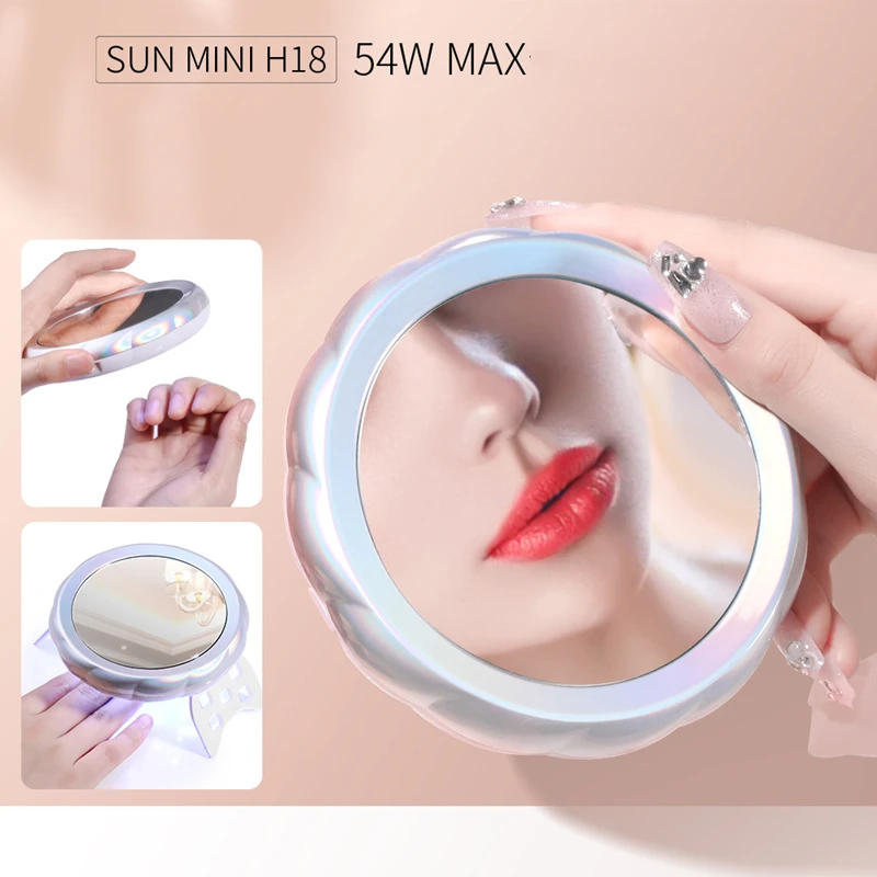 2022 NEW portable 54W Nail Lamp with cosmetic mirror 18 leds USB For Drying LED UV Nail Gel
