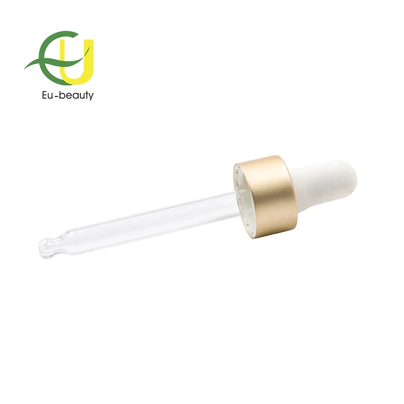 High quality 18/400 aluminium glass dropper with aluminum cover and black rubber bulb