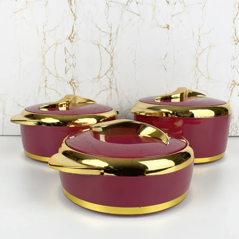 Luxury 3 Pcs/Set Home Use Insulated Stainless Steel Hot Pot Food Warmers Casserole Container