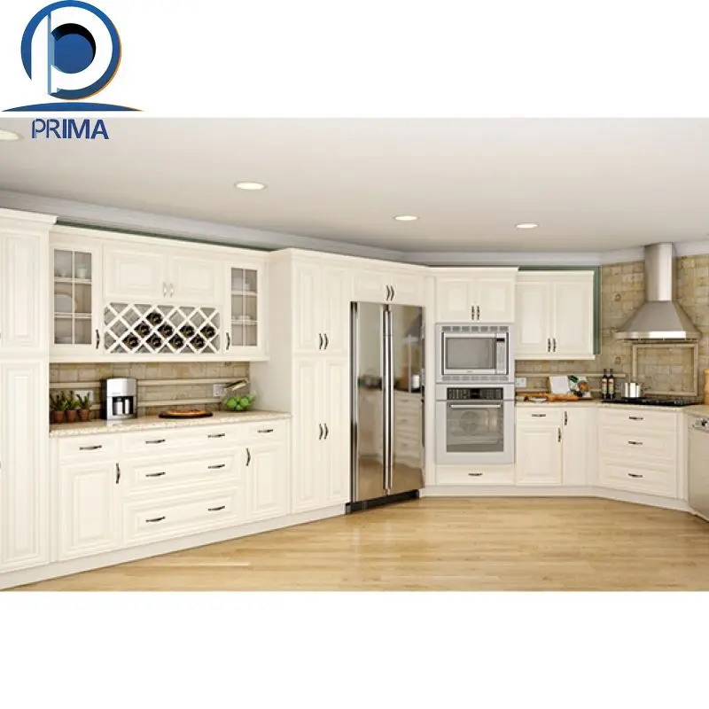 Prima  Antique White Ash Solid Wood Assembled Kitchen Cabinet with Classic Charm