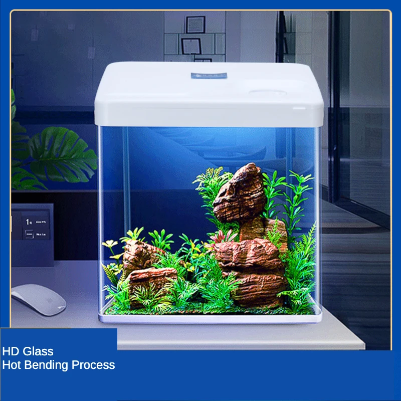 Fish tank office living room glass small fish tank mini aquarium table fish tank