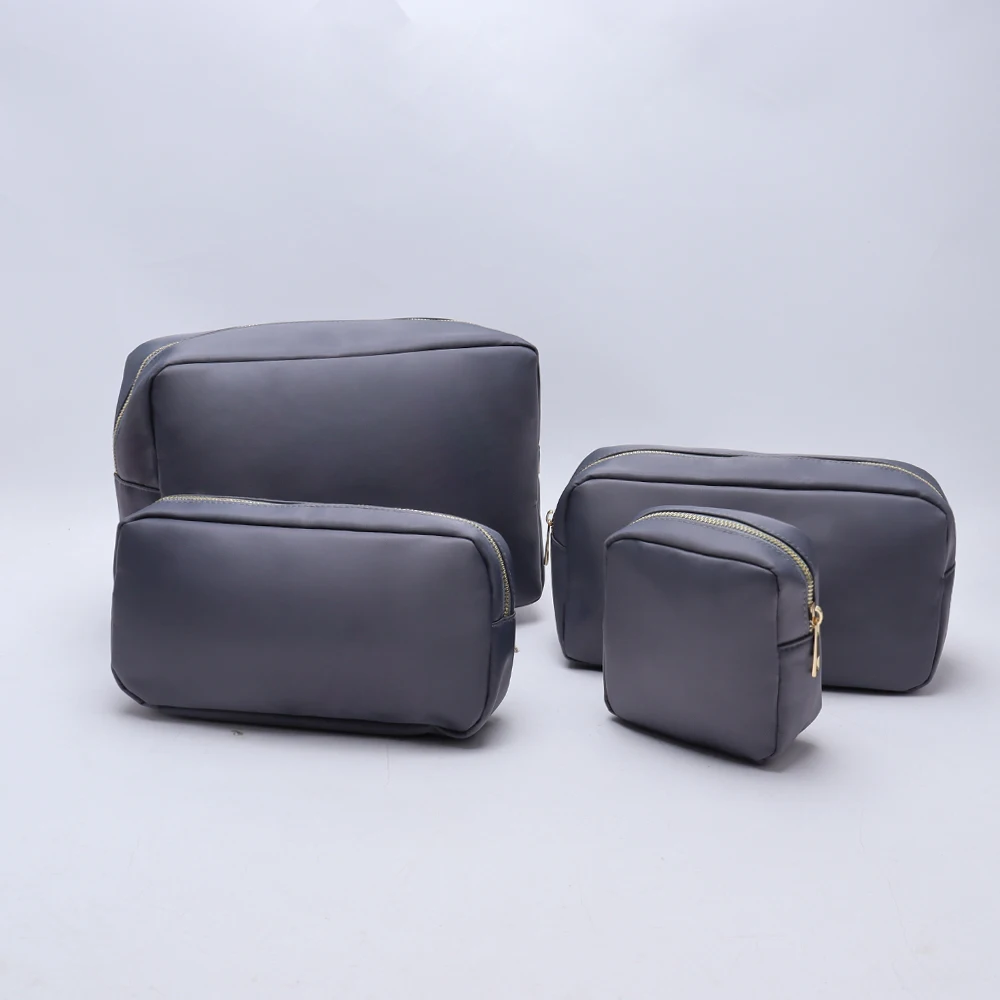 Large Capacity DIY Chenille Letter Patch Bright Candy Color Zipper Make up Pouch Waterproof Nylon Toiletry Travel Cosmetic Bag