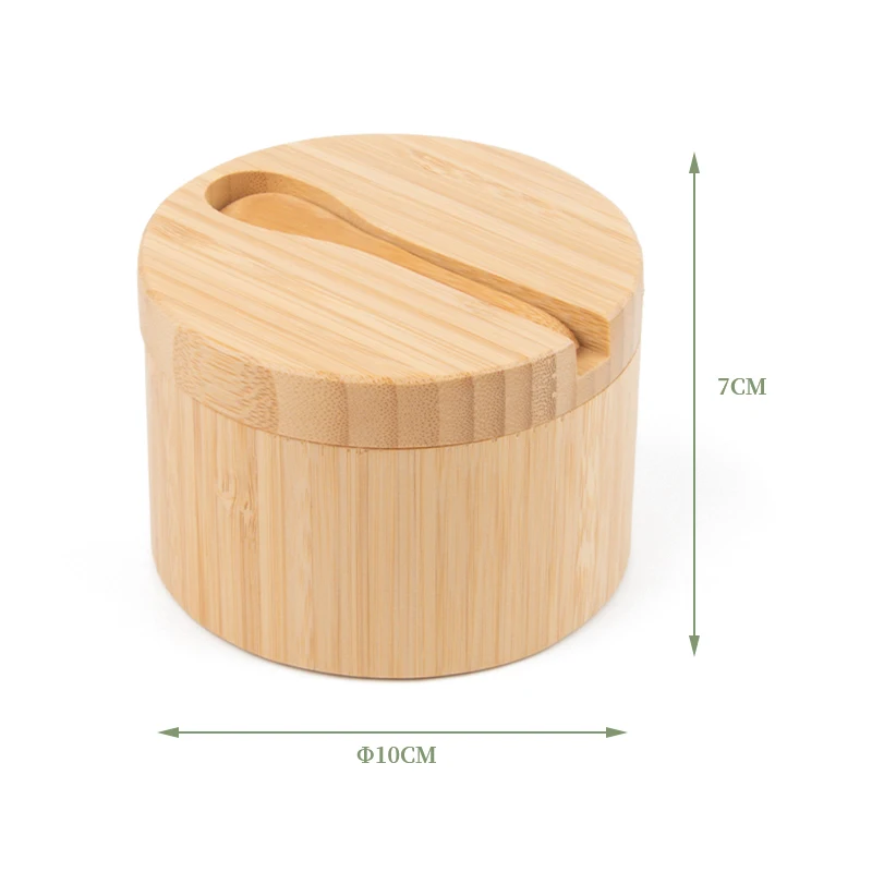 Домашняя кухонная деревянная банка для специй с магнитной крышкой хранения перца и соли бамбуковая коробка ложкой