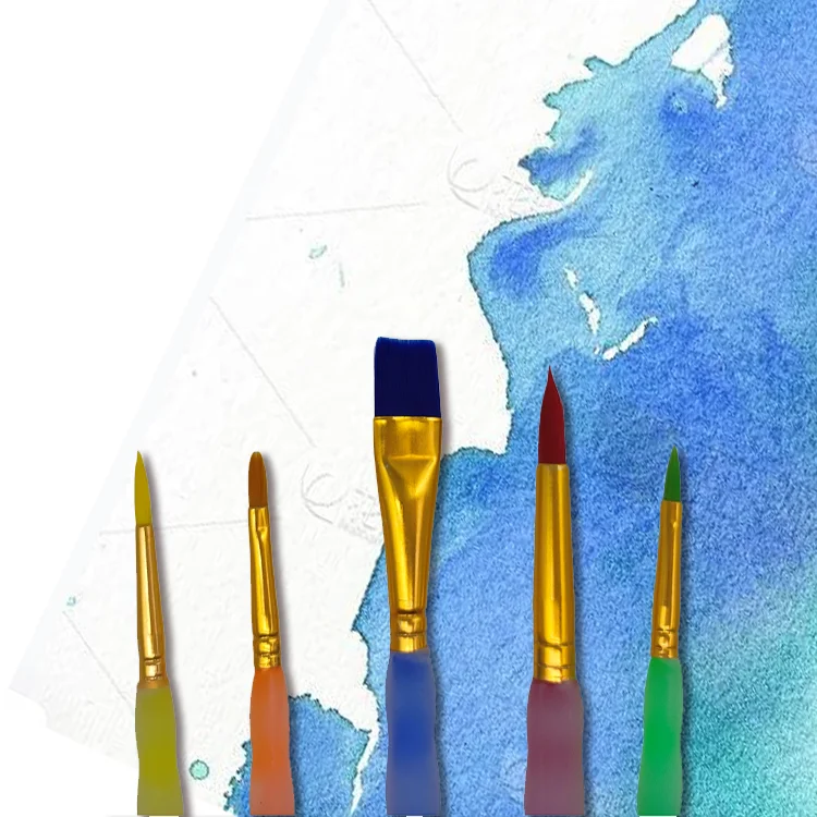 5 Pcs Artist Paint Brushes Set Premium Hair Brushes For Oil Watercolor Gouache Painting For Kids Beginner
