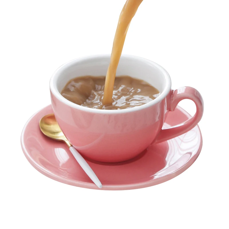 Reusable 220ml Green Blue Colorful Thicken Ceramic Espresso Coffee Tea Cups & Saucer