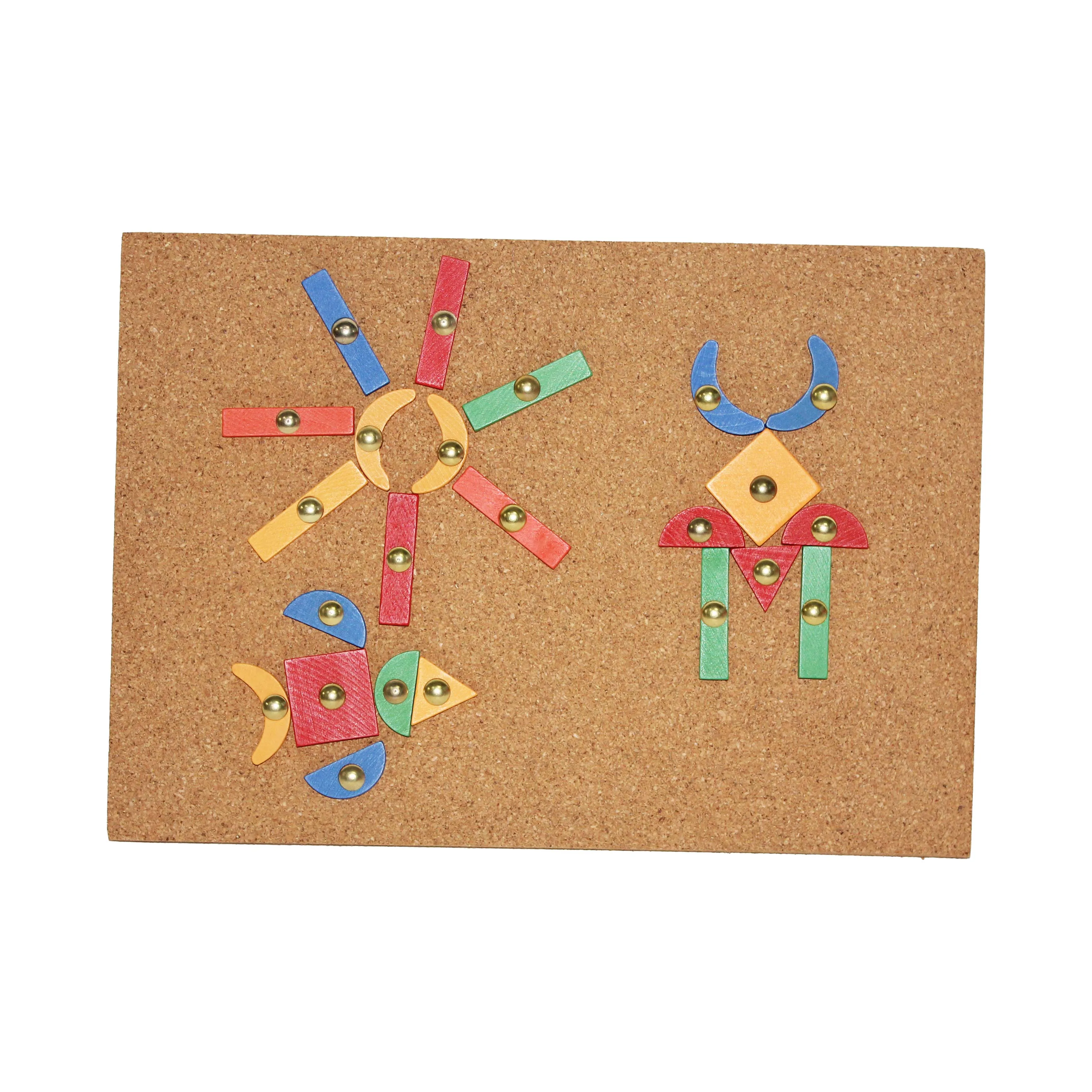 Eco-friendly Cork DIY Game Nail Puzzle Toy with Hammer  Intelligent DIY Gift Assemble Educational Toy for Kids