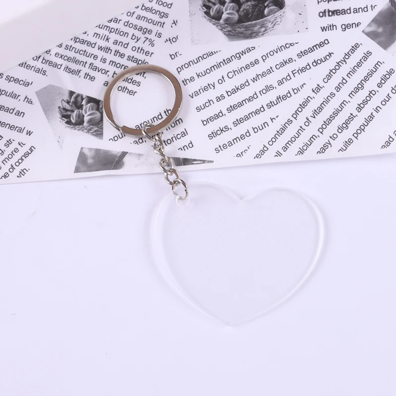 Custom shape heart rectangle square hexagon butterfly acrylic clear  blanks with DIY sticker keychain