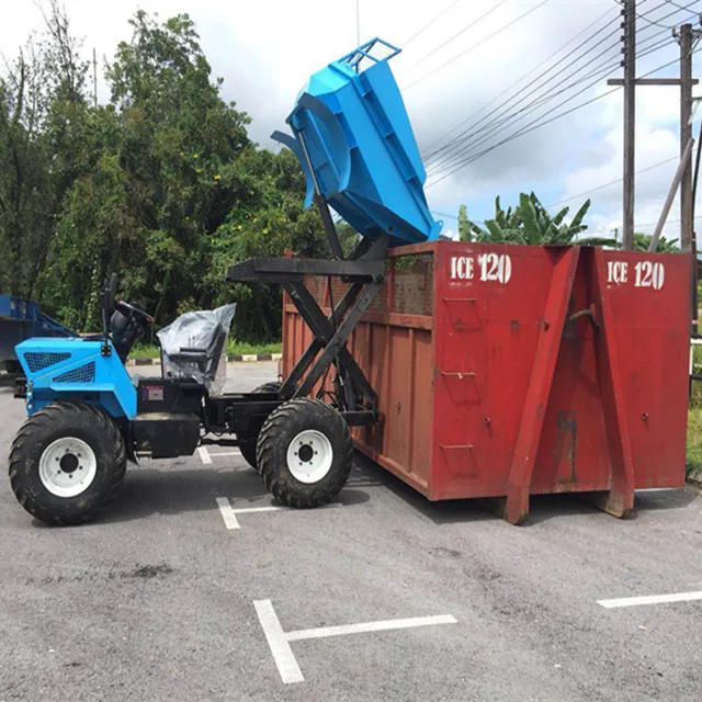 China made Mini Agricultural 4 Wheel Loader dumper Tractor for Oil palm Garden