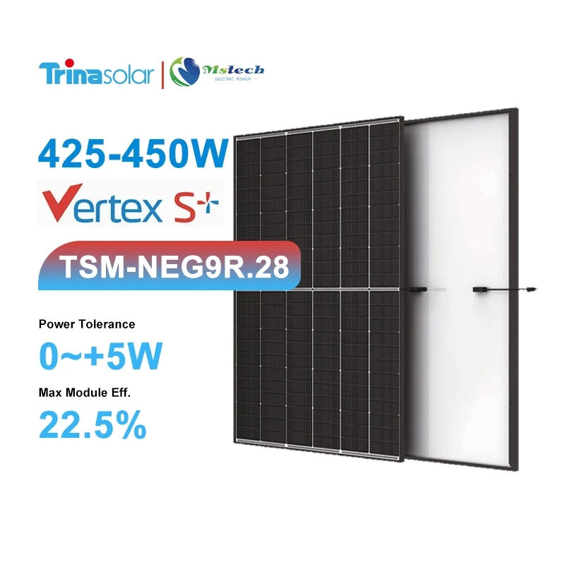 Лидер продаж, 2023, двойная стеклянная солнечная панель Trina Vertex S Plus 425W 430W 435W, 440W 445W Pv Панель 144 элементов Perc в наличии