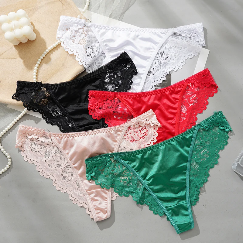 Seamless lace panties for women red girl silky low waist cotton crotch ladies briefs Soft Panties