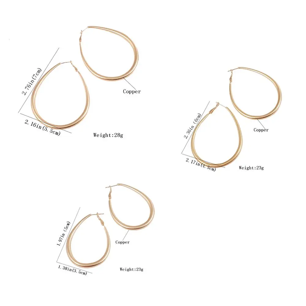 Matte Gold Plated Hoop Earrings Girls Geometric Earrings Copper Jewelry Women Wholesale Earring Charms New Accessories