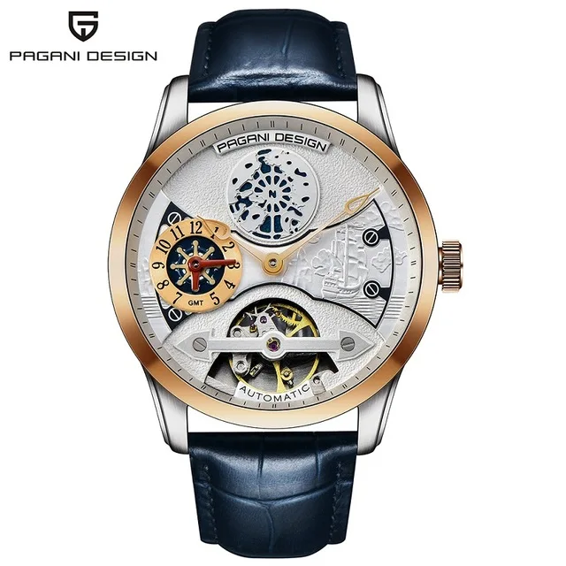 PAGANI design 1635 Leather Tourbillon Watch Automatic Men Watch Men Mechanical Steel Watches Relogio Masculino