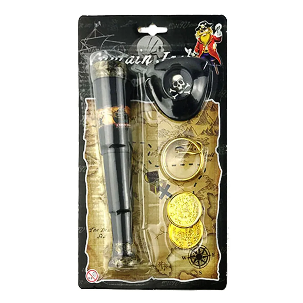 Pirate Eyepatch Telescope Toy with coins and Earring cosplay set