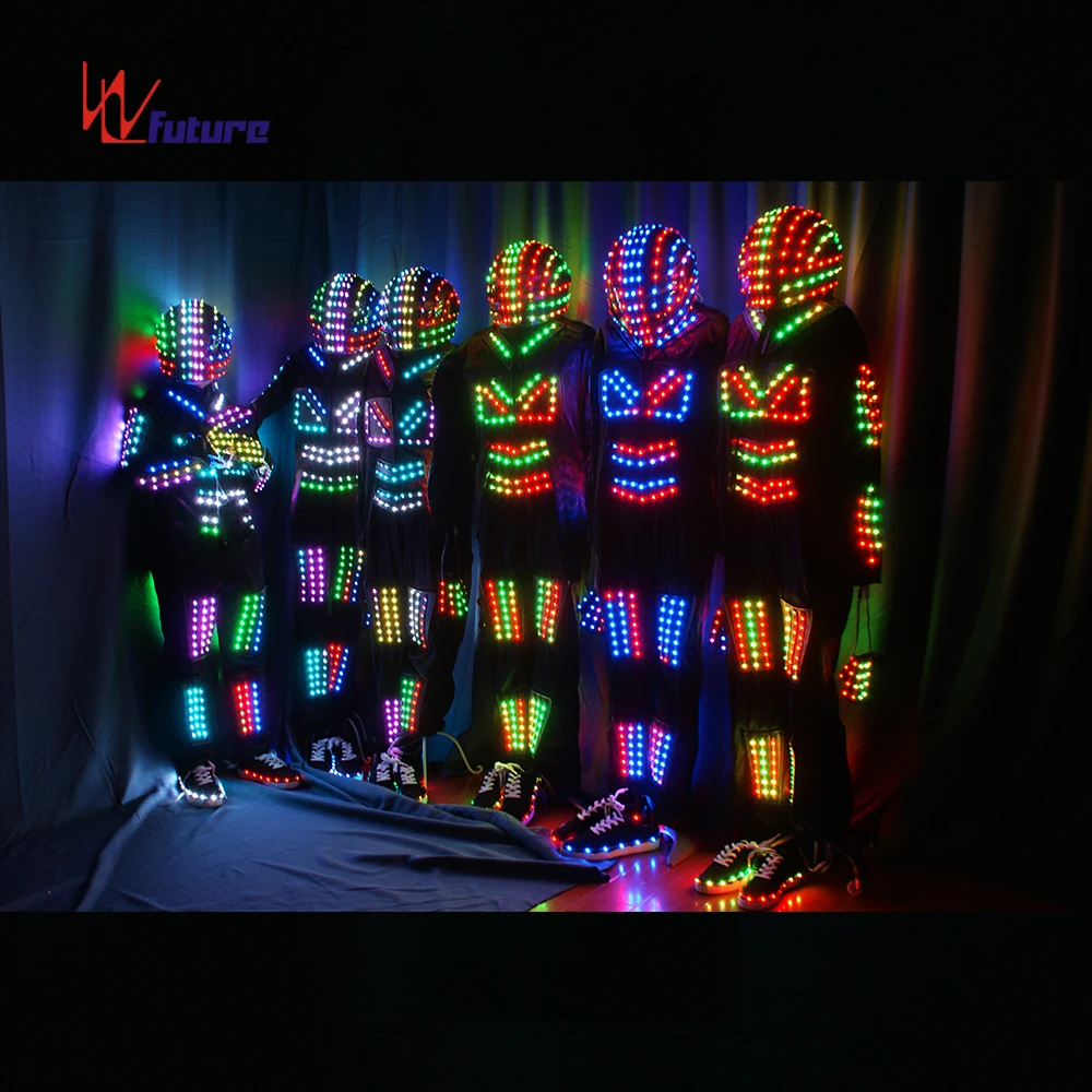 2024led Stage Clothes Luminous Costume Robot Suits Mobile Power Supply Led Robot Costume 1 Piece Customized Adults Sets