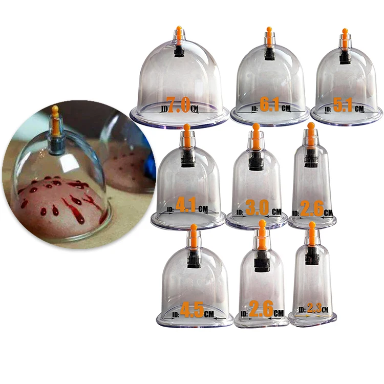 9 size 1000 MIX hijama cups Best Sales plastic cupping vacuum suction body massage tool Medical disposable hijama cupping cups