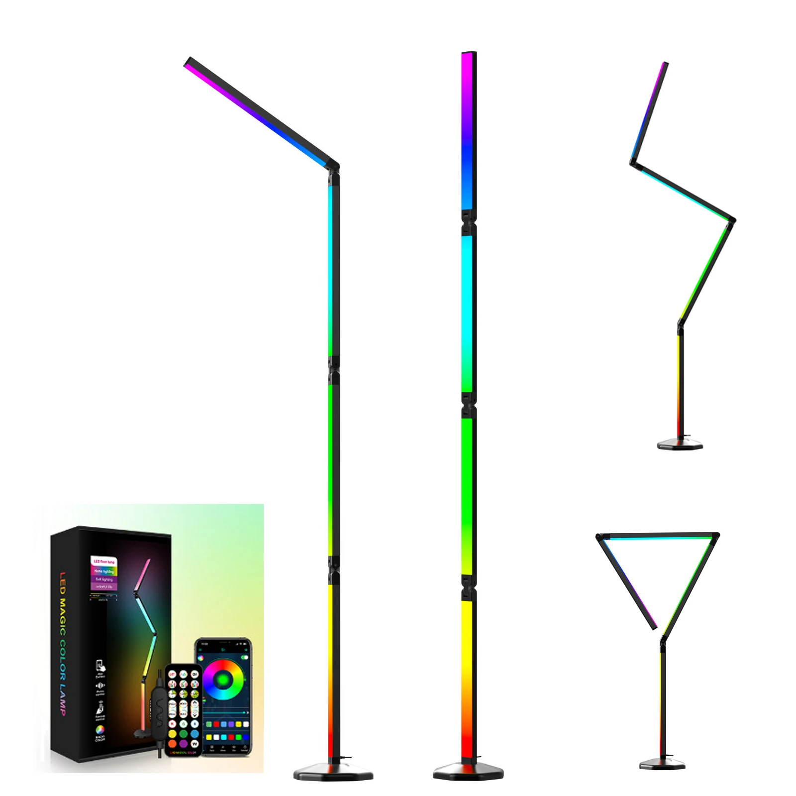 Adjustable shape LED corner floor lamp indoor living room atmosphere decoration RGB changing LED lighting lamp gift lamp