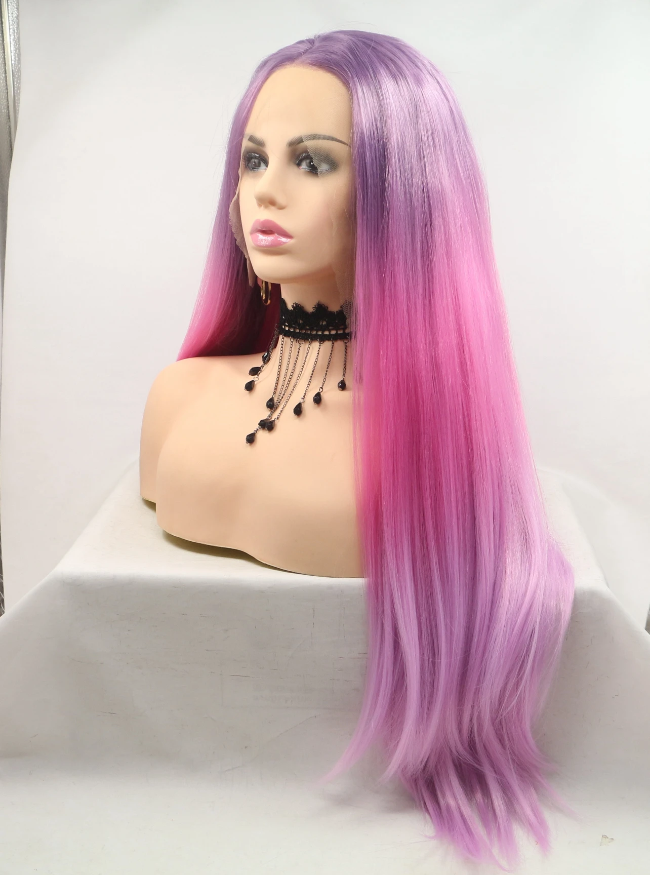 LINDAL C13 C14 glueless frontal synthetic wigs,gray synthetic blend hair wigs,full lace synthetic wigs for women