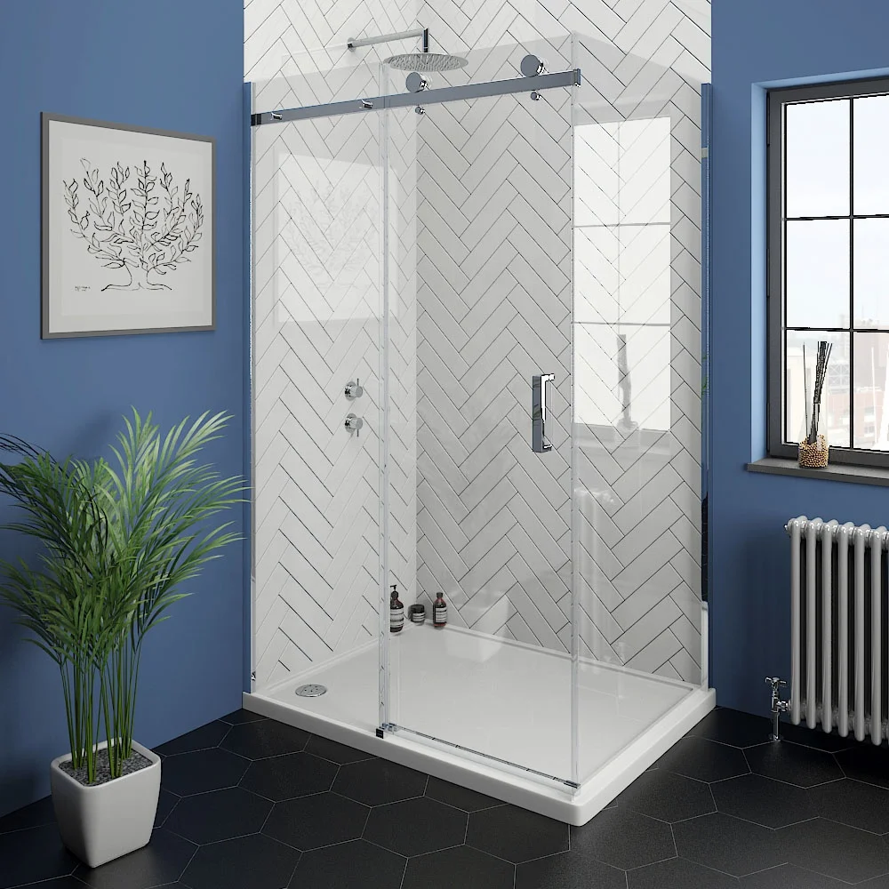 Modern Glass Bathroom Stand Shower Room with Sliding Door Frameless and Square Appearance for Hotels on Clear Sale