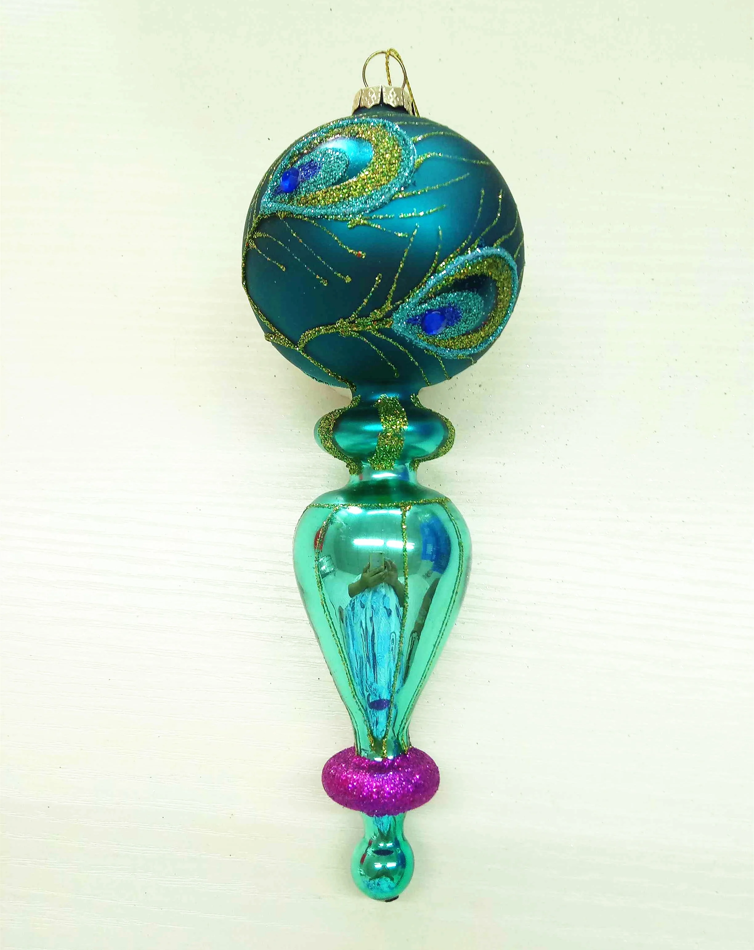 Manufactures Custom Shape Blue Glitter Vintage Retro Icicles Egyptian Hand Blown Christmas Glass Ornament