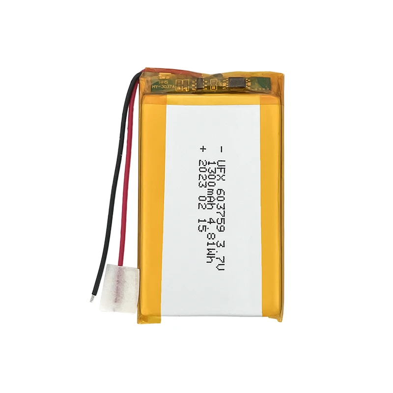 China Lipo Cell Manufacturer Custom for Massager High Voltage Battery UFX 603759 1300mAh 3.7V High Quality Rechargeable Battery