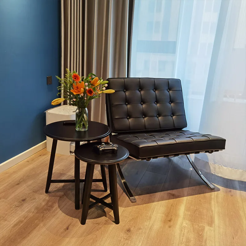 Modern danish waiting reception chairs luxury sofa accent chair for living room upholstered black leather mid century chair