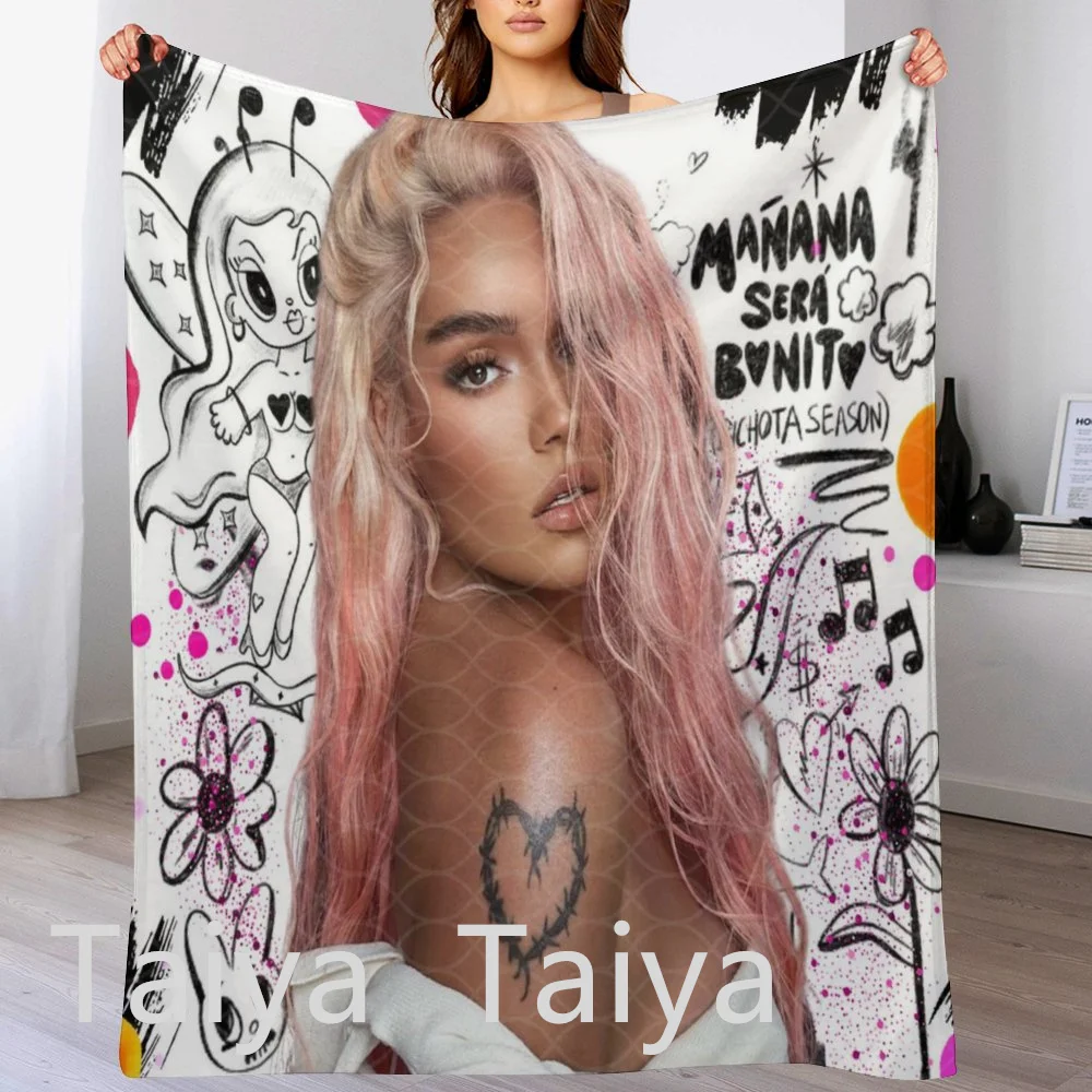 Hot Sale popular halloween Karol G pink hair manana sera bonito bichota season Flannel fleece travel nap throw blankets
