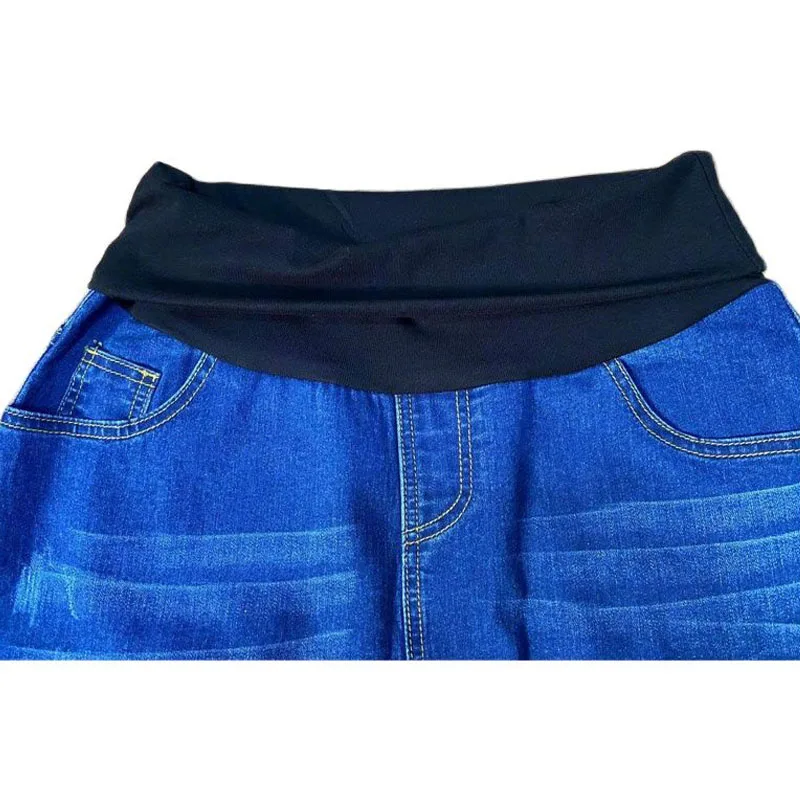 Women Maternity Denim Skirt High Waist Good Stretch Foldable Waist Band Pregnant Jean Skirt Europe Size S to 4XL
