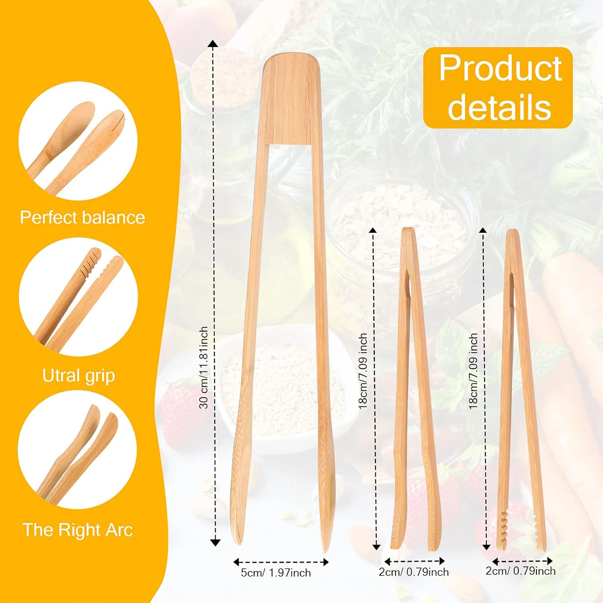 2024 Hot Sell Bamboo Toast Tongs Cooking Ideal Kitchen Utensil For Cheese Bacon Muffin Fruits Bread - Ultra Grip