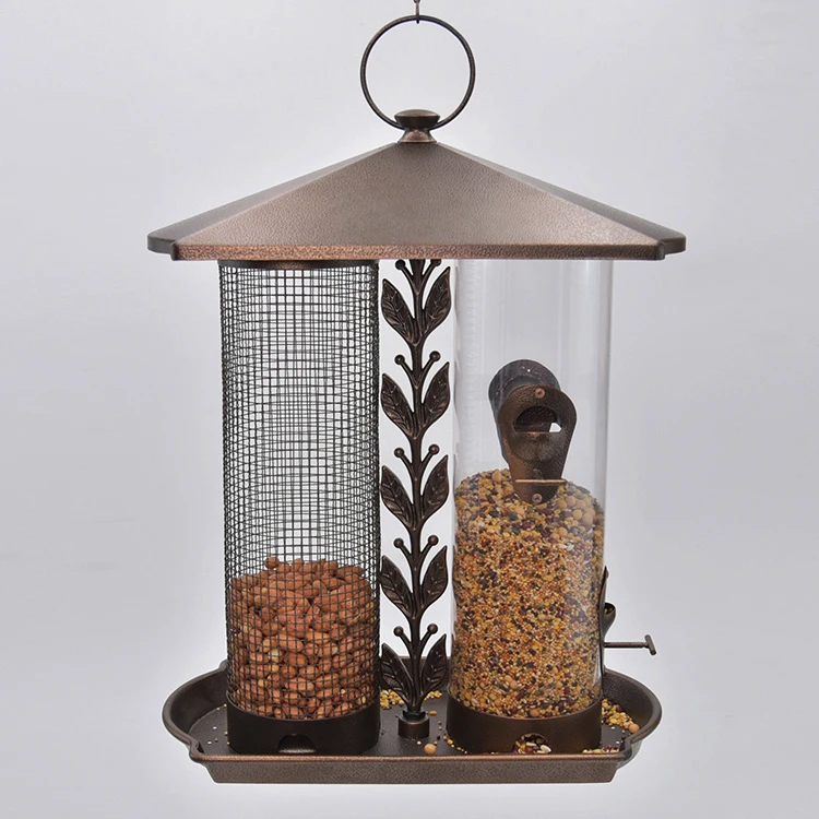 
2-in-1 Metal Wild Bird Feeder Hanging for Garden Yard Outside Decoration 