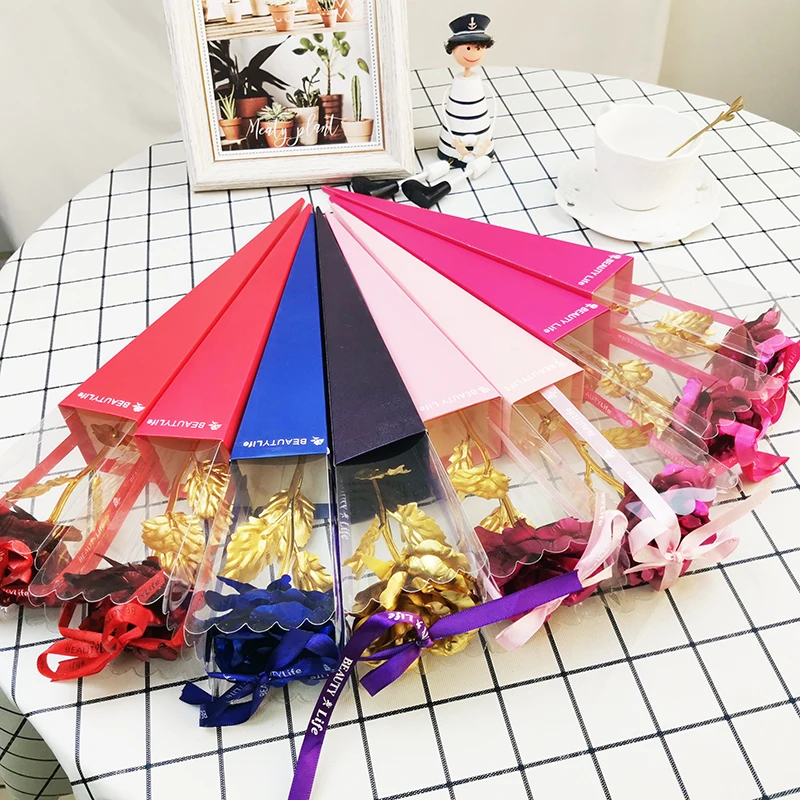 2022 Hot Sale Plated Rose 24K Gold foil Galaxy Eternal  Preserved Rose Flower Promotional gifts