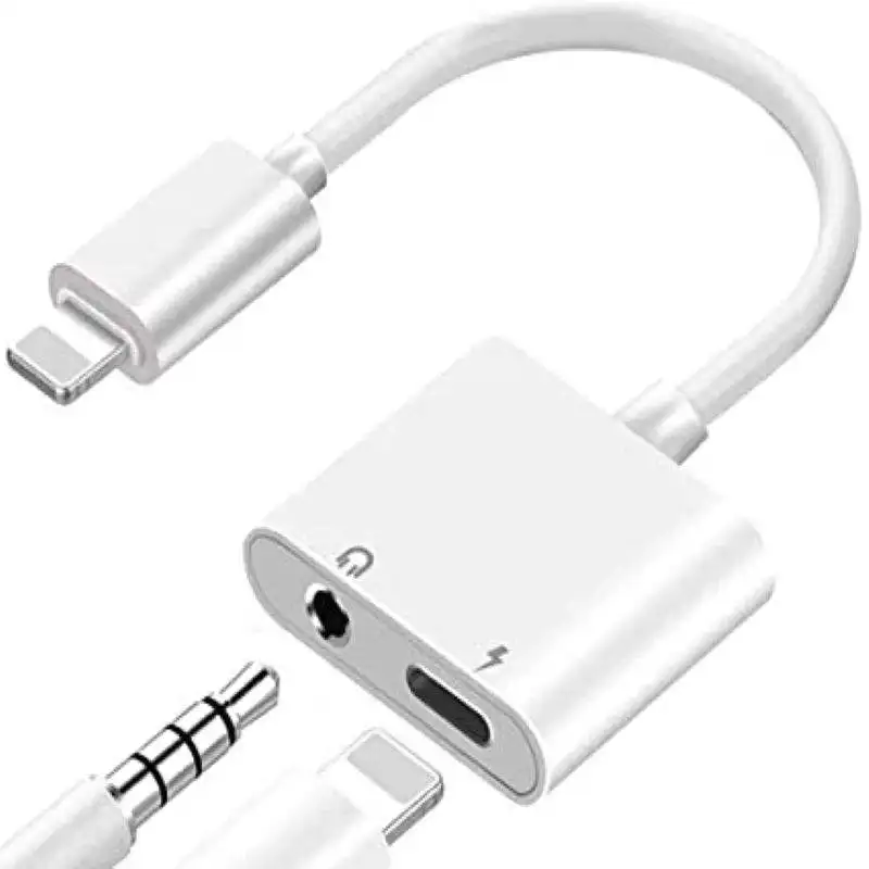 Factory Hot Sale Headphone Audio 2in1 Adapter With 3.5mm Jack And Charging Port Earphone Splitter Adapter Converter For Iphone