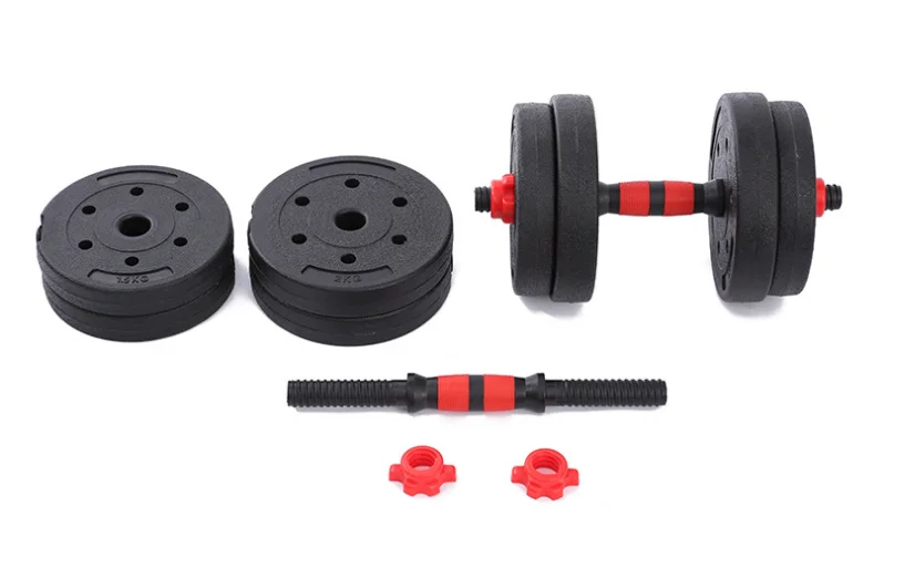 Hot selling gym fitness 10kg 20kg 30kg 50kg adjustable Cement  exercise dumbbell set for Weight lifting