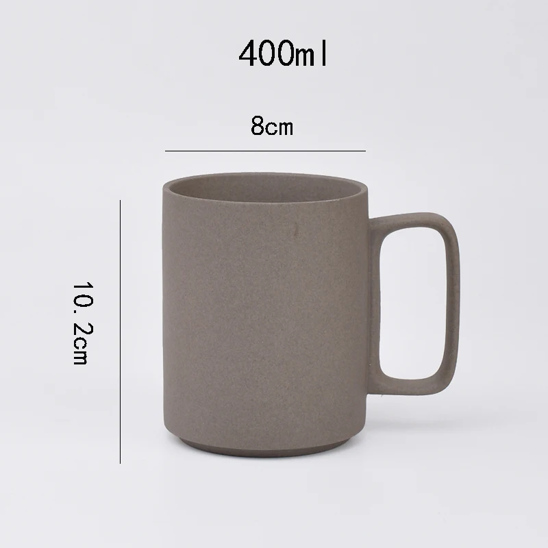 Wholesale Home 400ml Solid Color Matte sand Finished Ceramic Coffee Mug With Cork surface support logo customized
