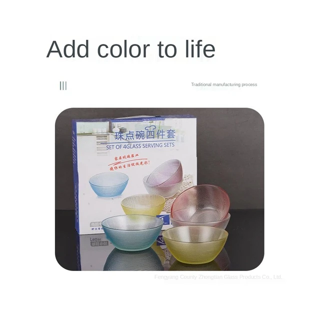 
Unique Design Hot Sale Big Colored Round Glass Beaded Simple Bowls Set 