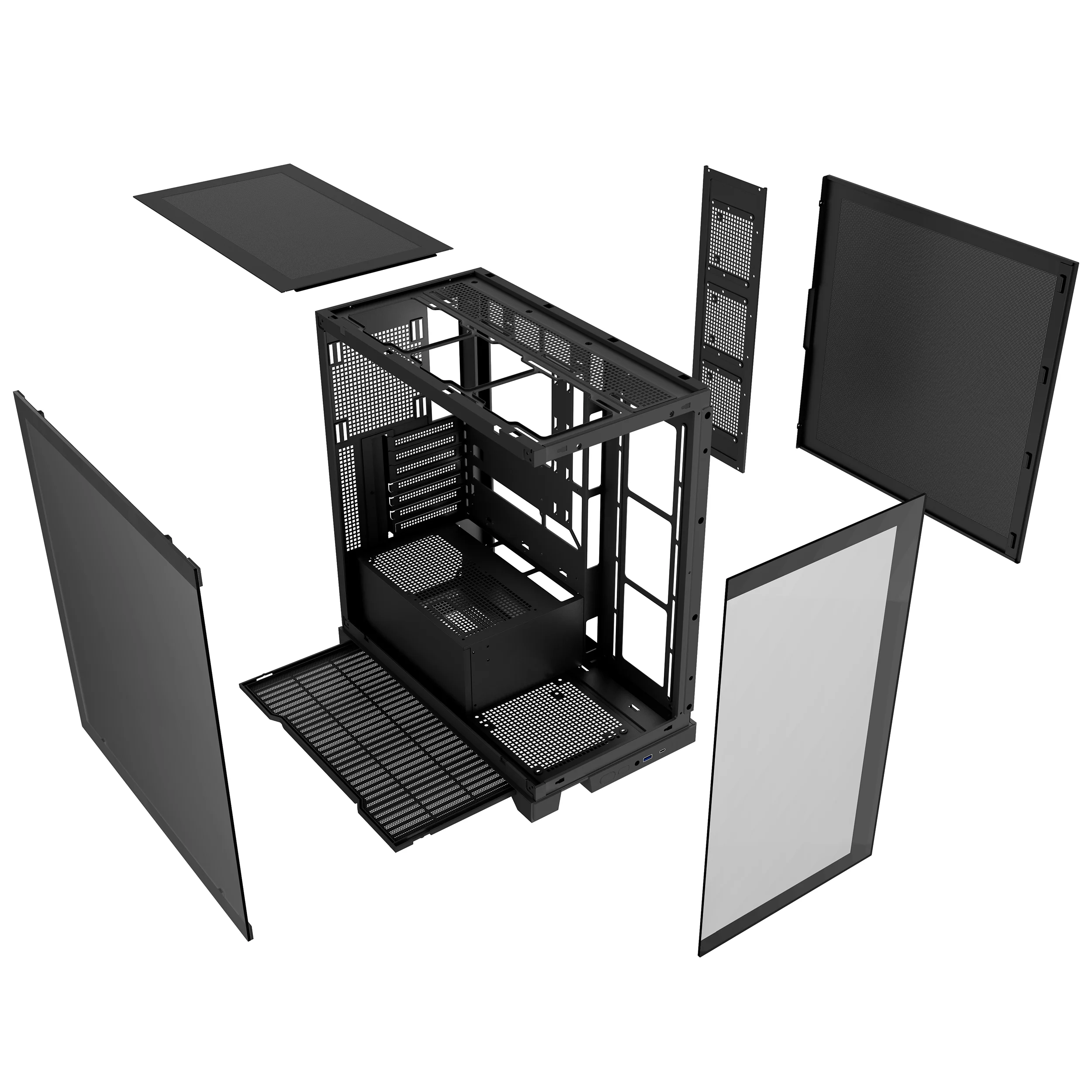 ATX245 Wholesale Top Brand Computer Cases Tempered Glass Panel Full Vision Gaming Pc Case ATX PC Gaming Case with Water Cooler
