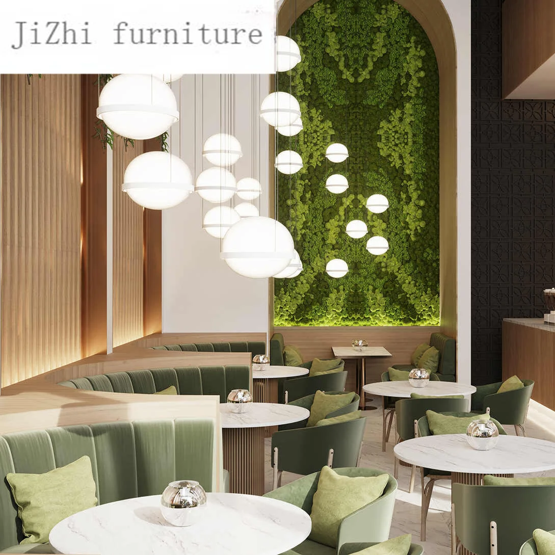 cafe fast food booth seating half round circle dining restaurant sofa table and chairs