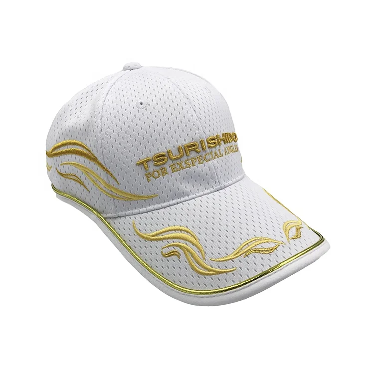 Wholesale Pique Mesh Quick Dry Polyester Custom Embroidered LOGO 6-Panel Wind Proof Clip Fishing Cap