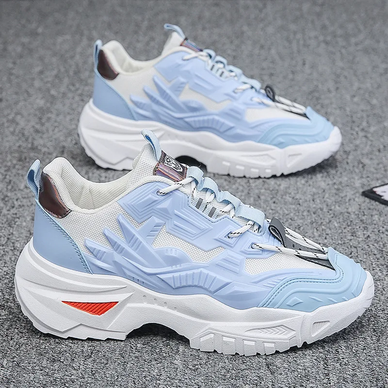 Fashion PU upper thick sole Mens height increasing flat dad shoes Tennis Athletic walking street Shoes for Man