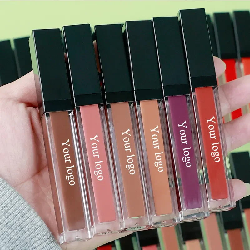 No Logo 84 Colors Square Tube Nude Red Matte Liquid Lipstick Vegan Make Your Own Logo Waterproof High Pigment Lipstick