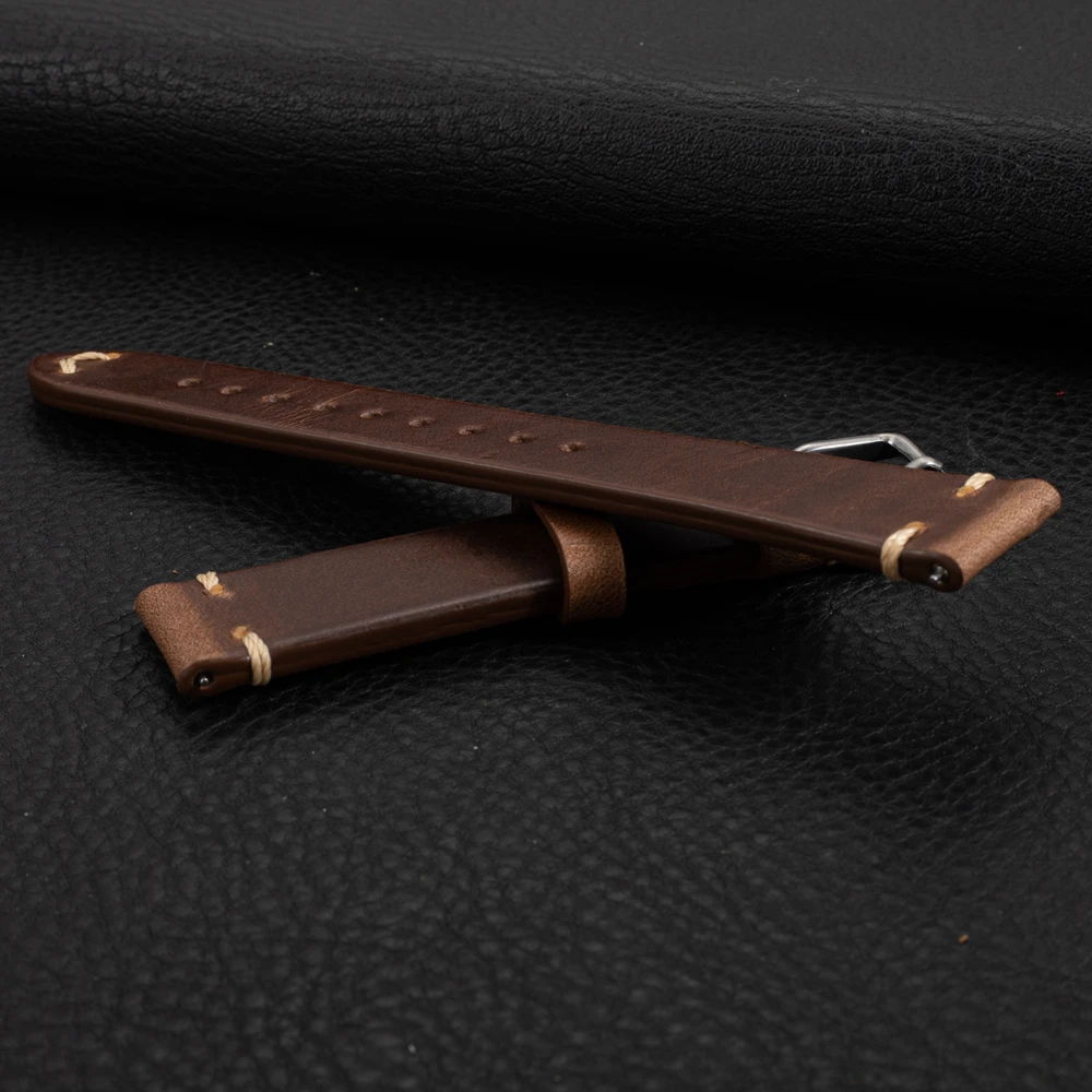 LAIHE Customize Handmade Luxury 12mm14mm 16mm 18mm 19mm 20mm Retro Vintage Horween Leather Watch Bands Straps For Men