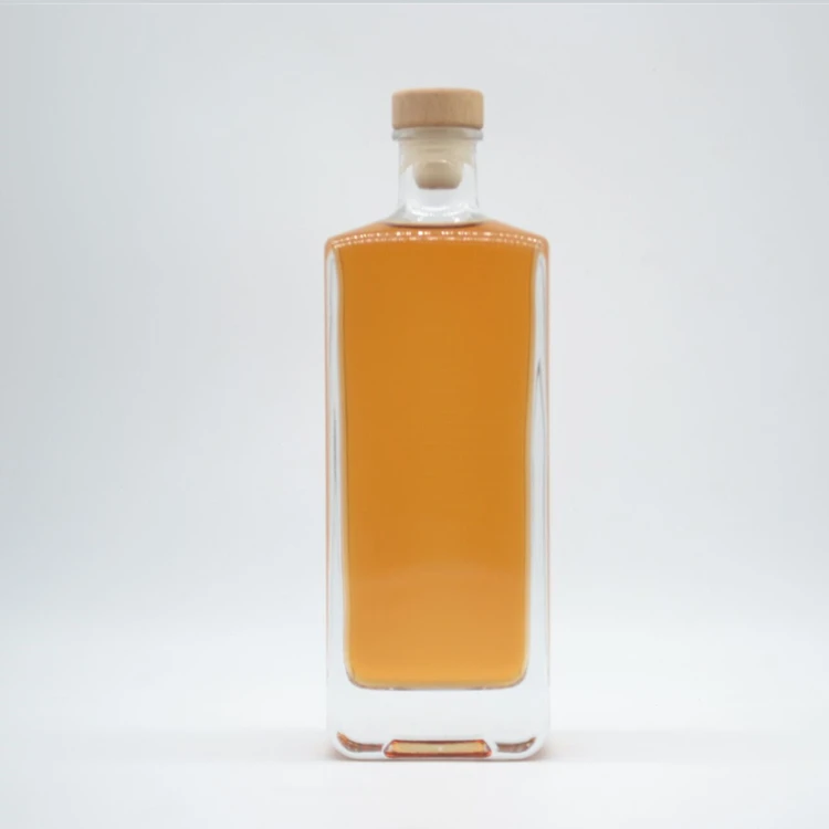 200ml 500ml 700ml 750ml  Clear Juice Wine Whiskey Flat Flask Glass Bottle with Screw Top