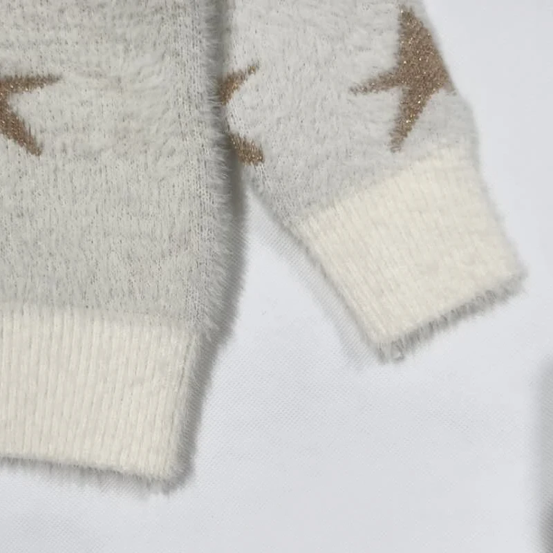 2020 white knit stars jacquard latest sweater designs for