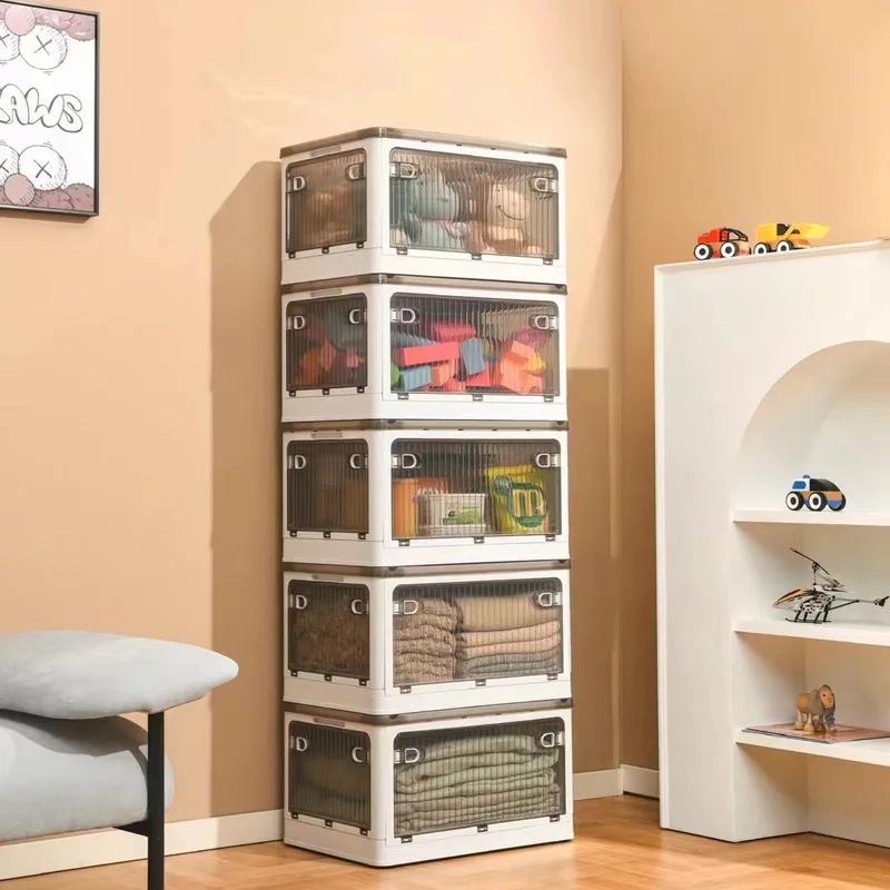 KiMin Hot sale 40L plastic storage box with wheel collapsible stackable storage box