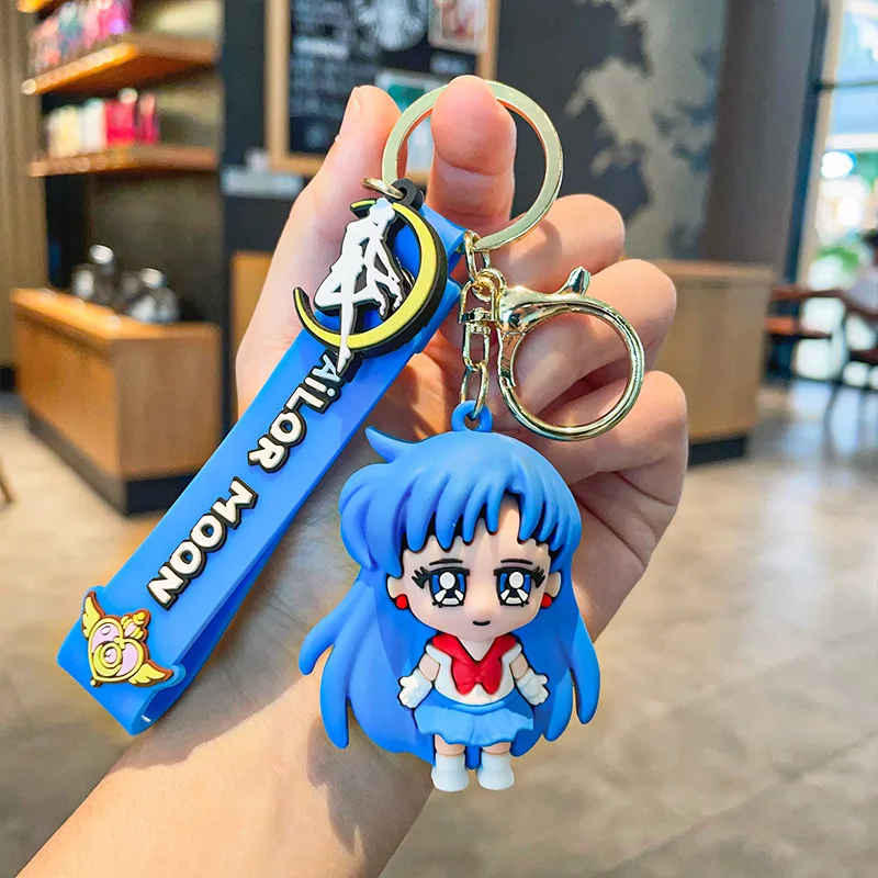 New Cartoon Anime 3D PVC Key Chain Ring Schoolbag Pendant Beauty Girl Sailors Moon Keychain