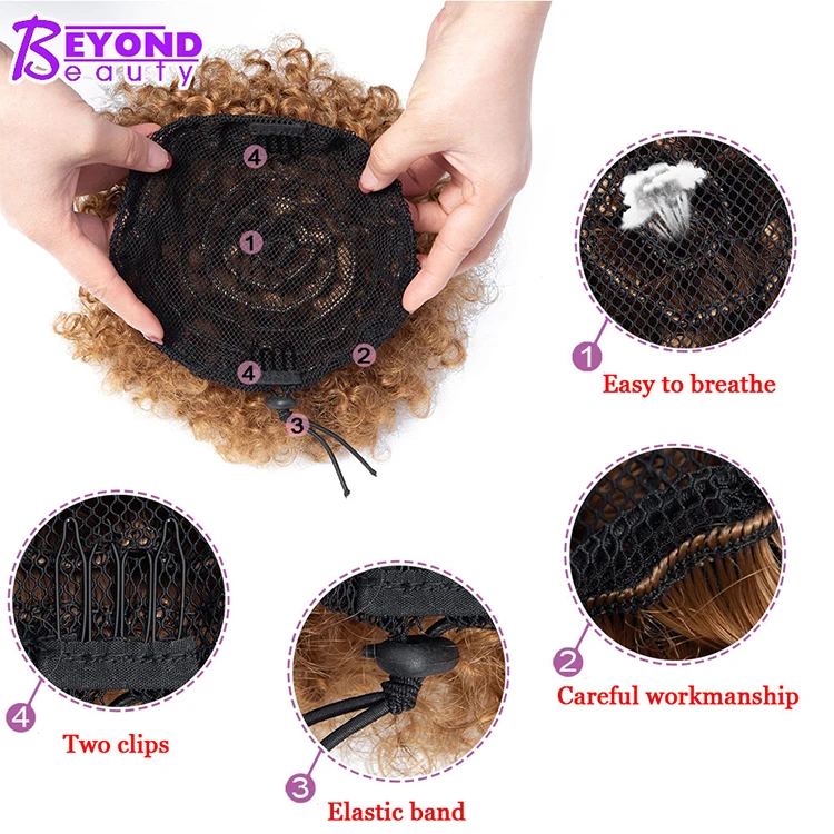 Synthetic Hair Chignon Afro Kinky Bun Curly Chignon Hair Short Drawstring Chignon Bun