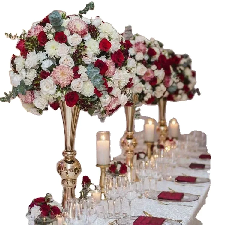 Металлические подсвечники, цветы, ваза, подсвечники, центральные части, дорожный свинцовый канделябр, центральные части, свадебные реквизиты, Рождественское украшение