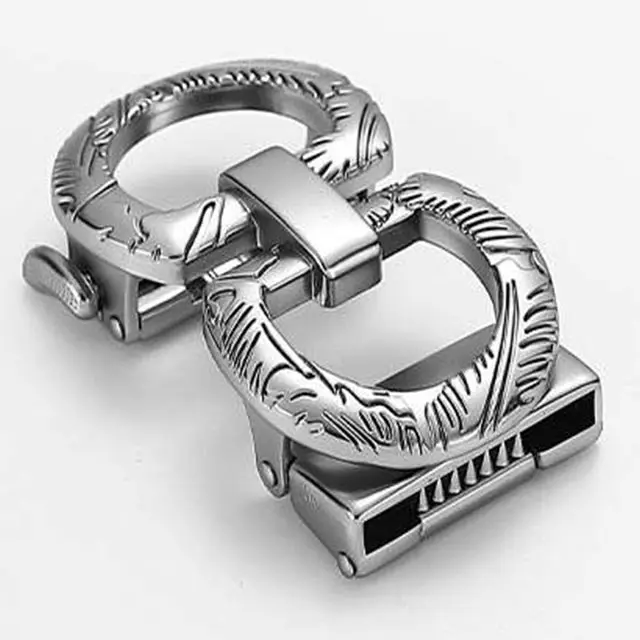 Gunmetal Belt Buckle Custom Cowhide Leather Ratchet Automatic Buckle Adjustable Belt For Men