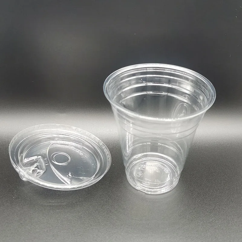 Wholesale free sample plastic cup disposable plastic cup with lid, biodegradable clear PLA plastic cup for smoothie juice