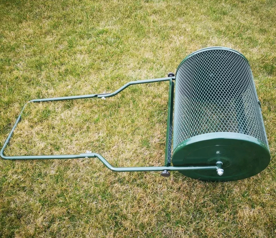 Soil Spreader Lawn And Garden Spreader Heavy Duty Metal Mesh Basket Push Spreader